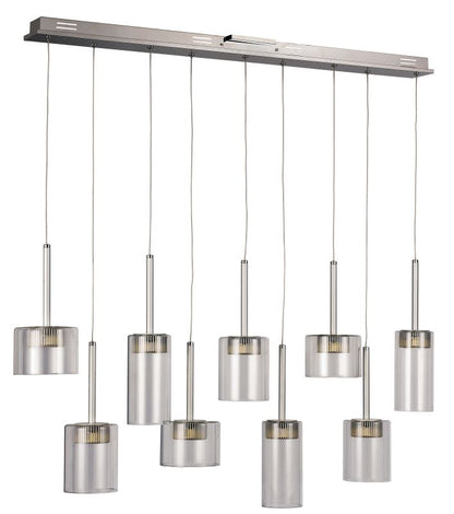 9-Light Polished Chrome LED Island Pendant with Clear Glass