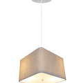 12" W 2 Light Pendant Rounded Corner Square Oatmeal Drum Shade with Diffuser, White Cord