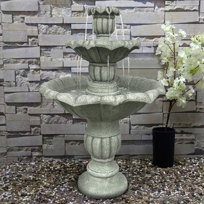 Concrete Lotus Fountain Tiered Outdoor