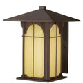 Aztec 14"H 1-Light Olde Brick Bronze Finish with Amber Honey Opal Glass Shade Outdoor Wall Lantern