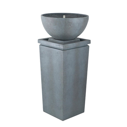 Resin Zen Bowl Pedestal Outdoor Fountain 44 Inch