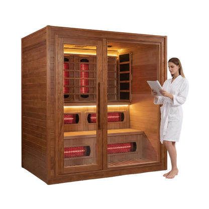 Elvaria 4-Person Canadian Red Cedar Hybrid Infrared & Steam Sauna