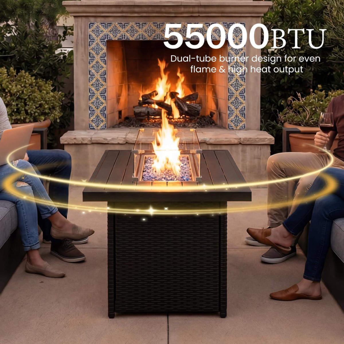 4-Piece Aluminum Patio Furniture Set With 55K BTU Fire Pit Table (SAK23471)
