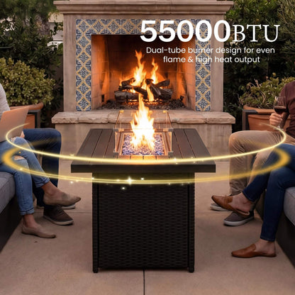 4-Piece Aluminum Patio Furniture Set With 55K BTU Fire Pit Table (SAK23471)