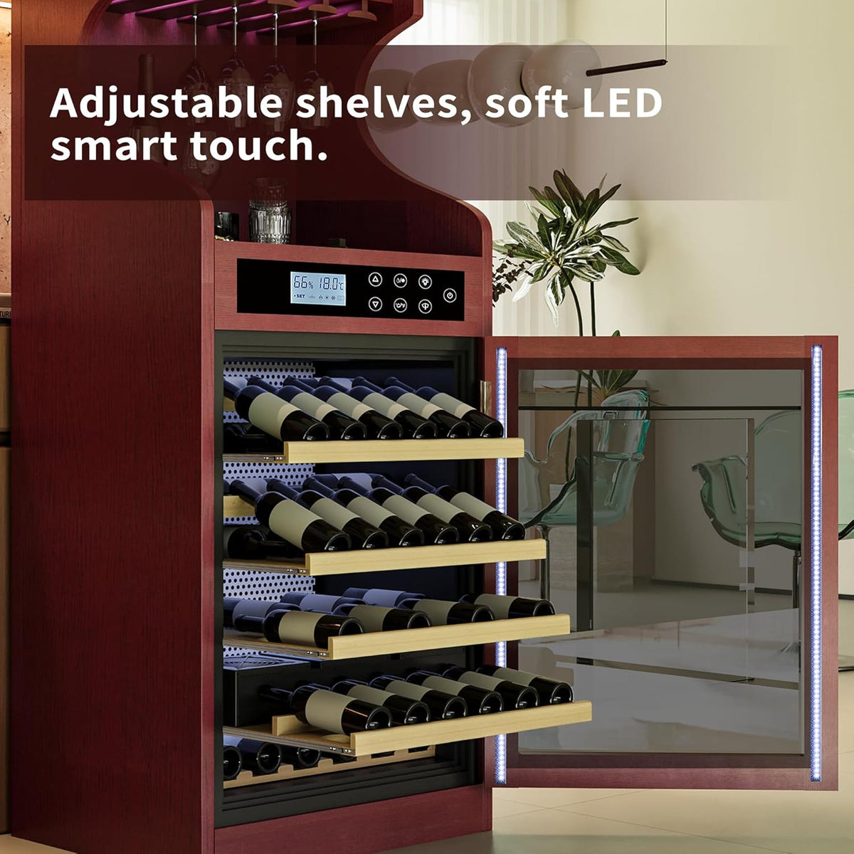 43-Bottle Freestanding Wine Cooler Cabinet with Quiet Operation