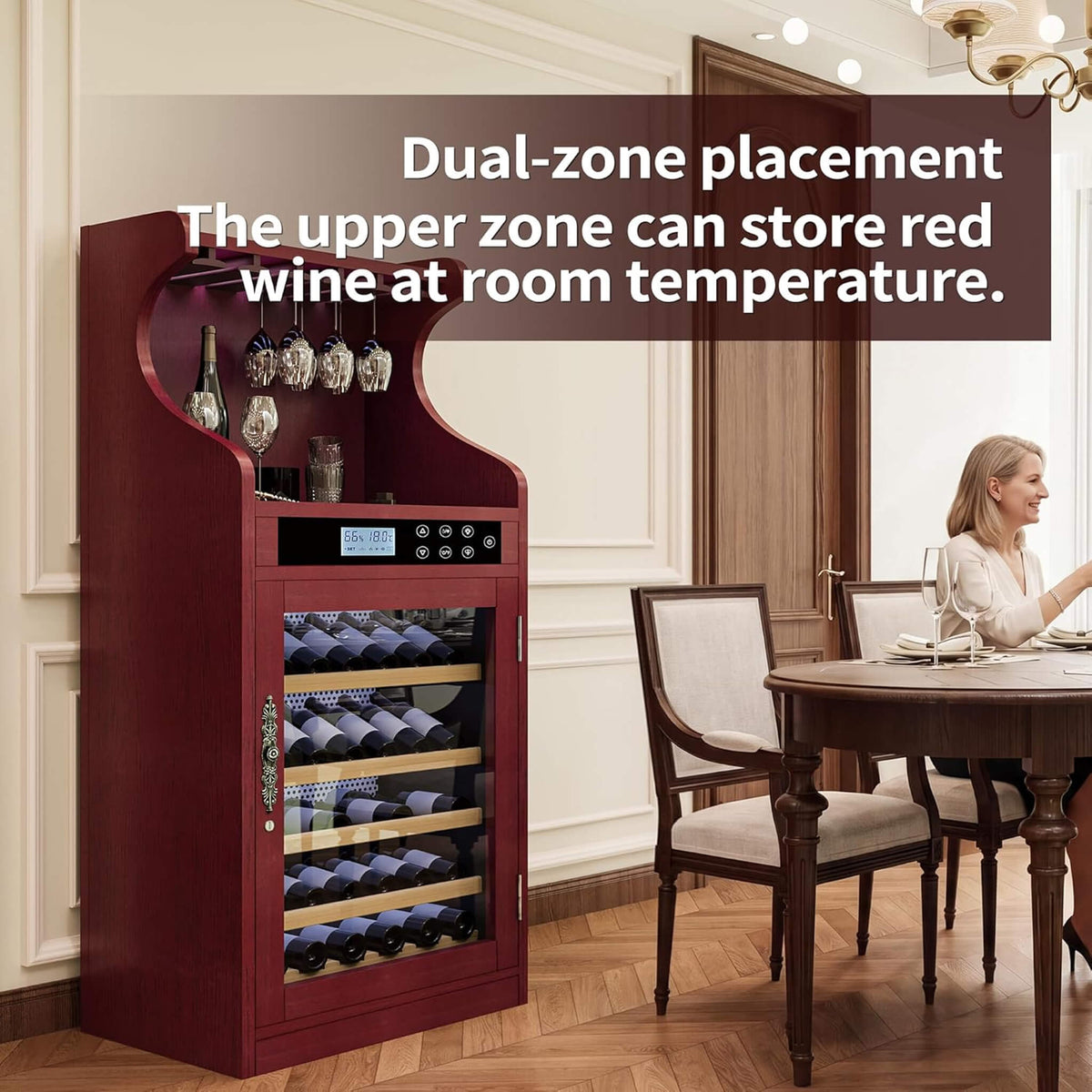 43-Bottle Freestanding Wine Cooler Cabinet with Quiet Operation