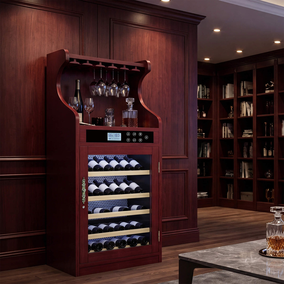 43-Bottle Freestanding Wine Cooler Cabinet with Quiet Operation