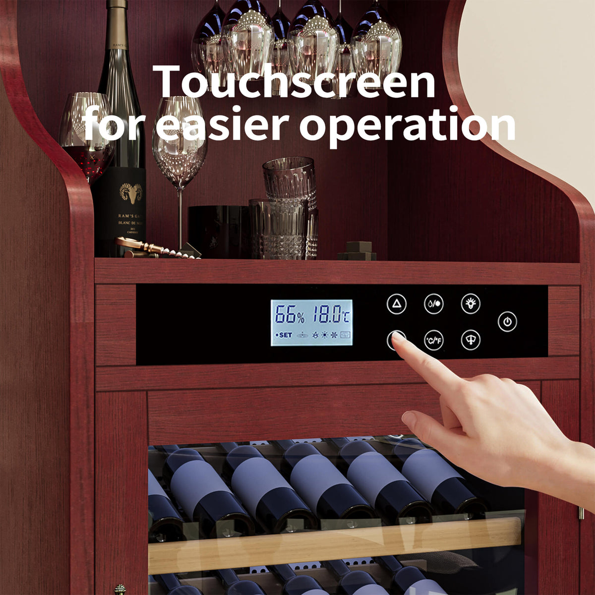 43-Bottle Freestanding Wine Cooler Cabinet with Quiet Operation