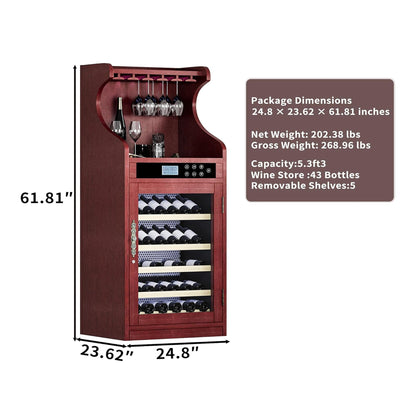 Luxury 43-Bottle Freestanding Low Noise Wine Cooler Cabinet (SAK56084)