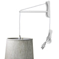14"W MAST Plug-In Wall Mount Pendant 1 Light White Cord/Arm Textured Oatmeal Shade