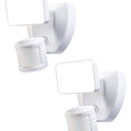 180 Degree LED Motion Sensor and Voice Activated Outdoor Security Flood Light White Finish, 6"H