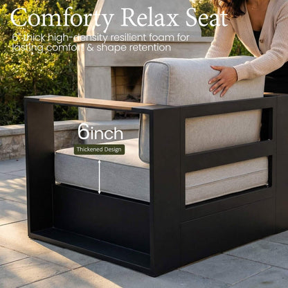 5-Piece Aluminum Patio Furniture Set With 55K BTU Fire Pit Table (SAK61742)
