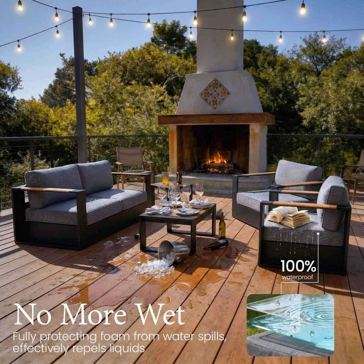 5-Piece Aluminum Patio Furniture Set With 55K BTU Fire Pit Table (SAK61742)