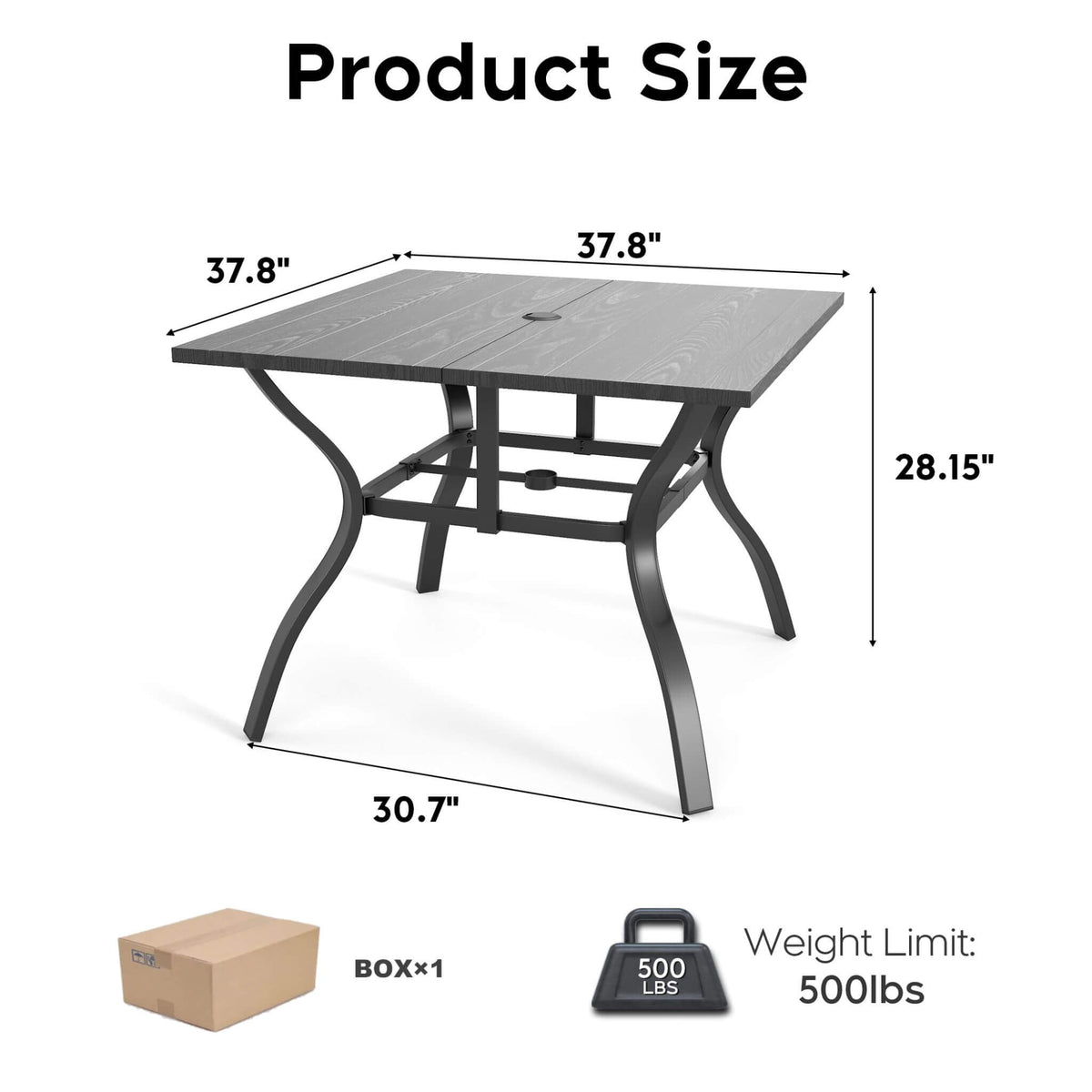 5-Piece Outdoor Dining Set With 4 Heavy-Duty Chairs And Square Table With Umbrella Hole [UMBRELLA NOT INCLUDED] (SAK93546)