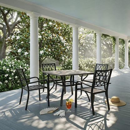 5-Piece Outdoor Dining Set With 4 Heavy-Duty Chairs And Square Table With Umbrella Hole [UMBRELLA NOT INCLUDED] (SAK93546)