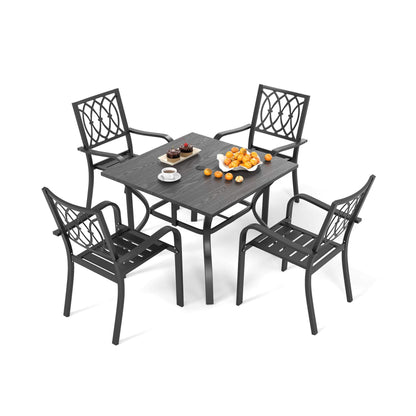 5-Piece Outdoor Dining Set With 4 Heavy-Duty Chairs And Square Table With Umbrella Hole [UMBRELLA NOT INCLUDED] (SAK93546)