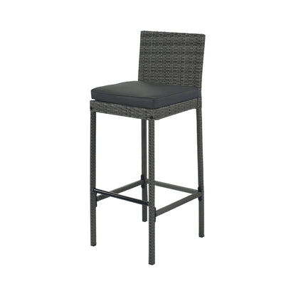 5-Piece Wicker Patio Bar Set With Cushions & Acacia Table (SAK26801)
