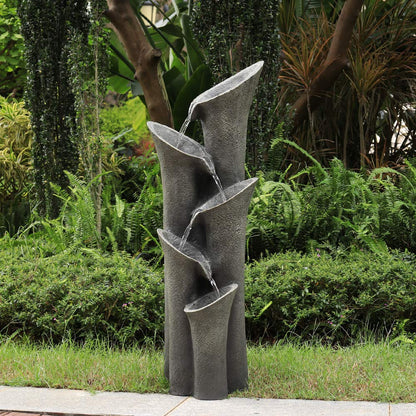 Resin Angled Pillar Outdoor Floor Fountain 39 in 14 lb