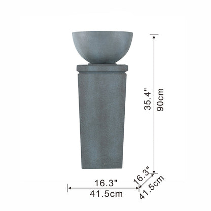 Resin Zen Bowl Pedestal Outdoor Fountain 35 Inch