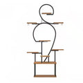 63 In. H Walnut S-Shaped MDF Indoor Plant Stand with 4 Grow Lights 9-Tiered Tall Plant Shelf 10-Level Stepless Dimming