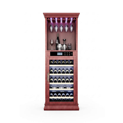 56-Bottle Wooden Wine Cooler Cabinet with Single-Zone Temperature and Humidity Controls
