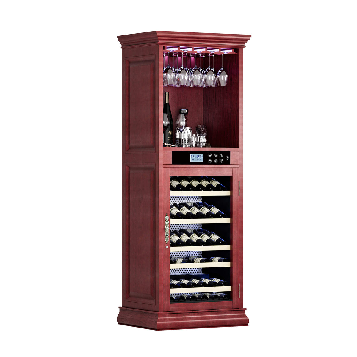 56-Bottle 7.5 Cu.Ft Single-Zone Multi-Tiered Wooden Wine Cooler Cabinet With Humidity And Temperature Controls (SAK73195)