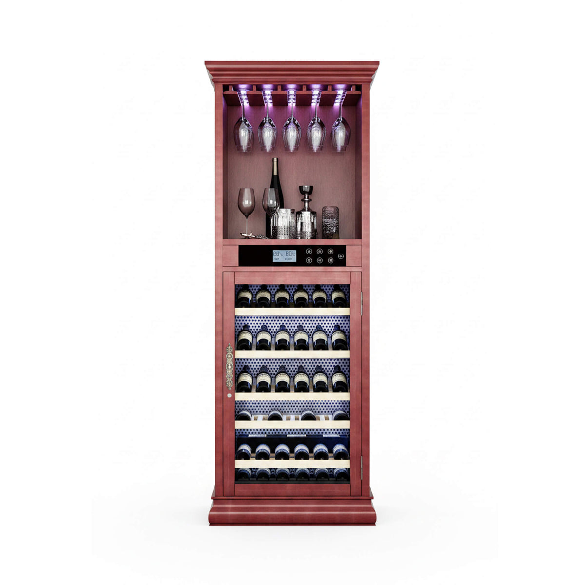 56-Bottle 7.5 Cu.Ft Single-Zone Multi-Tiered Wooden Wine Cooler Cabinet With Humidity And Temperature Controls (SAK73195)