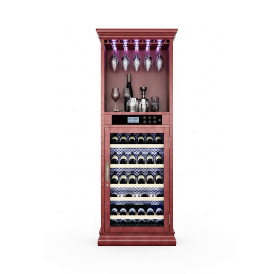 56-Bottle 7.5 Cu.Ft Single-Zone Multi-Tiered Wooden Wine Cooler Cabinet With Humidity And Temperature Controls (SAK73195)