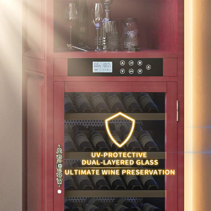 56-Bottle 7.5 Cu.Ft Single-Zone Multi-Tiered Wooden Wine Cooler Cabinet With Humidity And Temperature Controls (SAK73195)