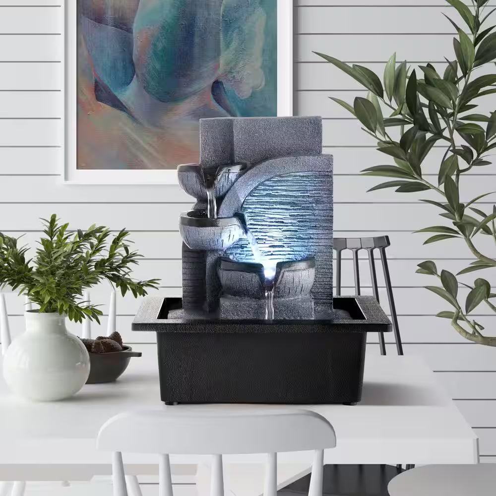 Indoor Waterfall Fountain with LED Light for Home and Office Decor