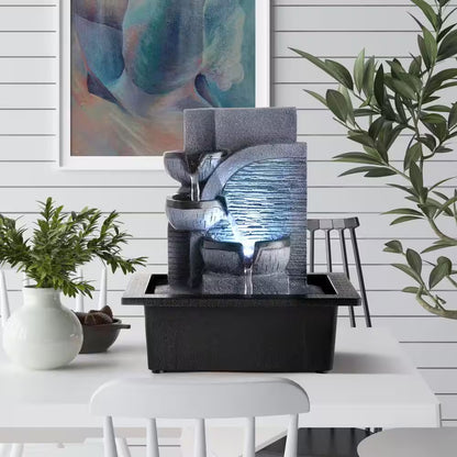 Indoor Waterfall Fountain with LED Light for Home and Office Decor