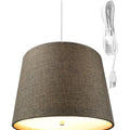 14"W 2 Light Swag Plug-In Pendant  Chocolate Burlap with Diffuser White Cord