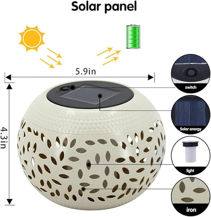 Solar Table Lantern Outdoor Waterproof-2PACK Dancing Flickering Flame Solar Light,White Metal Desktop Decorative Lamp Auto On/Off Lighting Dusk to Dawn for Indoor Desk Patio Garden Pathway Yard
