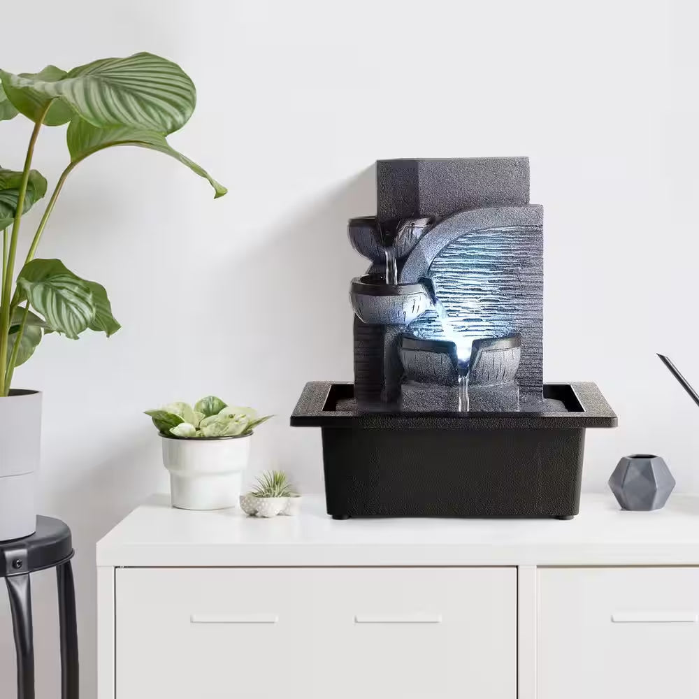 Indoor Waterfall Fountain with LED Light for Home and Office Decor