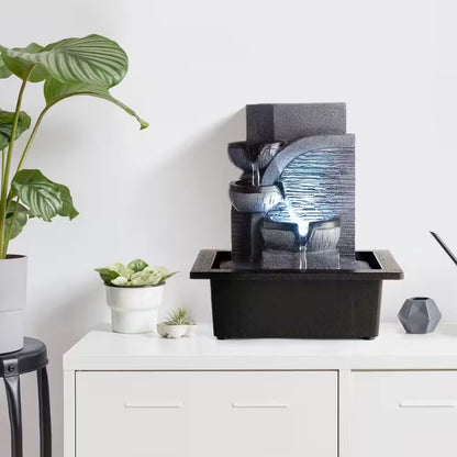 Indoor Waterfall Fountain with LED Light for Home and Office Decor