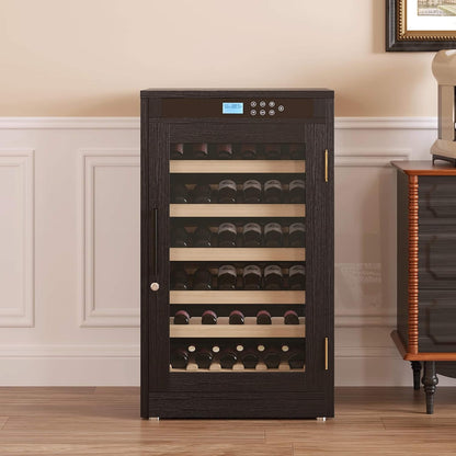 69-Bottle 7.6 Cu.Ft Freestanding Smart Wooden Wine Cooler With LED Touch Display (SAK24861)