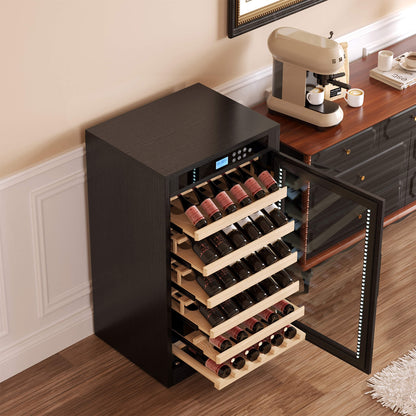 69-Bottle 7.6 Cu.Ft Freestanding Smart Wooden Wine Cooler With LED Touch Display (SAK24861)