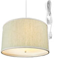 18"W 2 Light Swag Plug-In Pendant  Textured Oatmeal with Diffuser White Cord