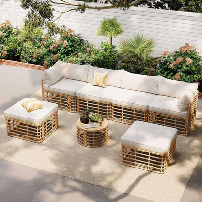 7-Piece Outdoor All-Weather Rattan Patio Sofa Set With Cushions (SAK47230)