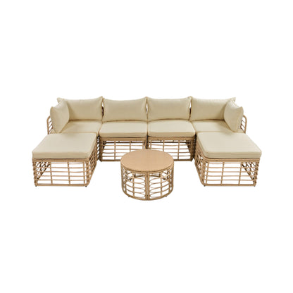 7-Piece Outdoor All-Weather Rattan Patio Sofa Set With Cushions (SAK47230)