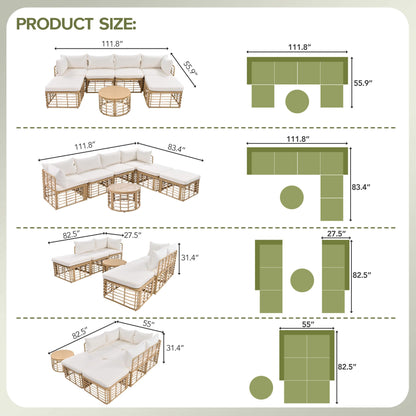 7-Piece Outdoor All-Weather Rattan Patio Sofa Set With Cushions (SAK47230)