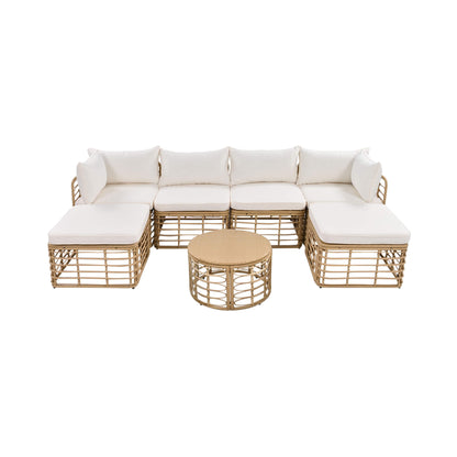 7-Piece Outdoor All-Weather Rattan Patio Sofa Set With Cushions (SAK47230)