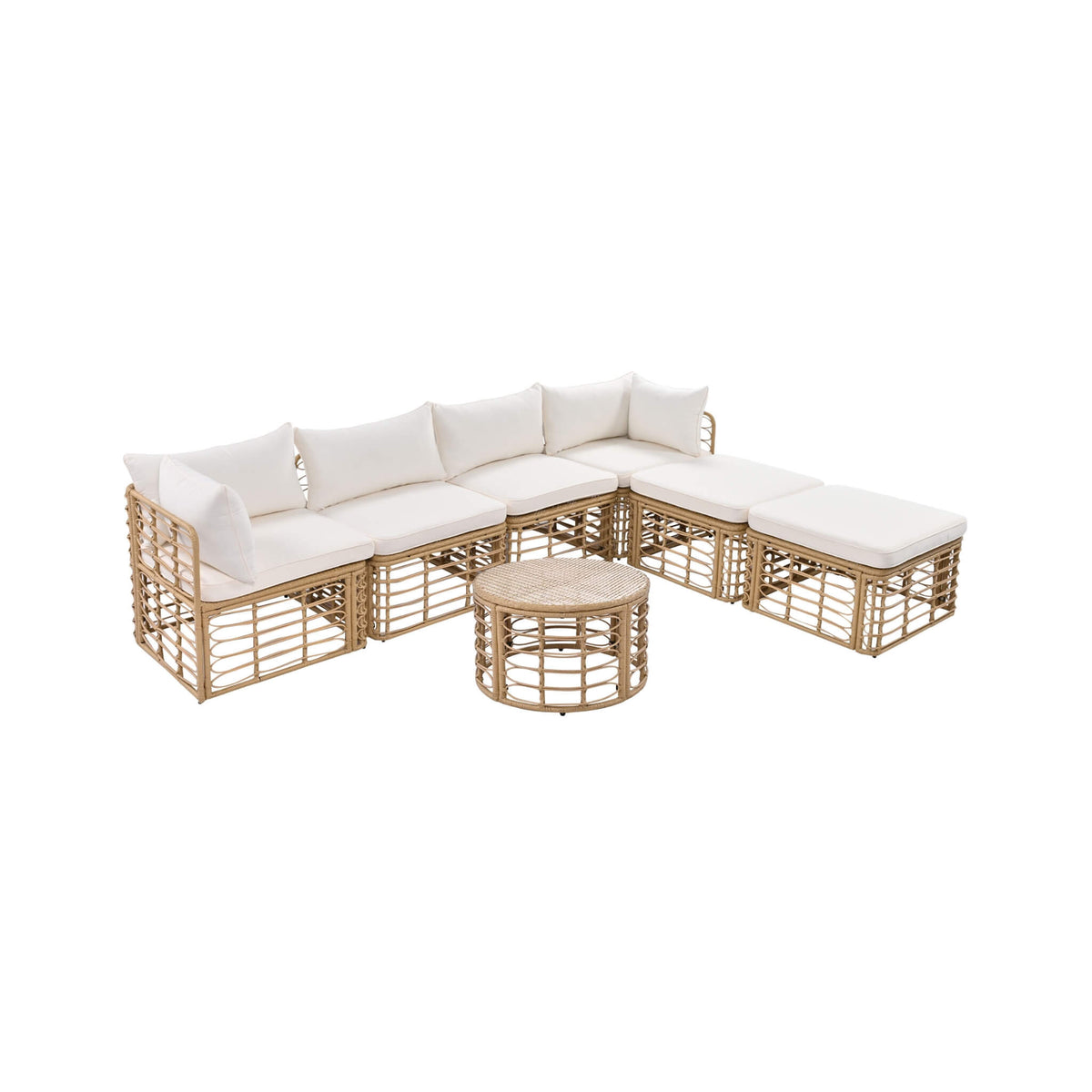 7-Piece Outdoor All-Weather Rattan Patio Sofa Set With Cushions (SAK47230)
