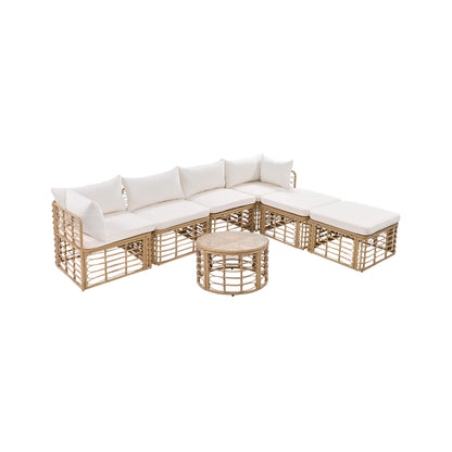 7-Piece Outdoor All-Weather Rattan Patio Sofa Set With Cushions (SAK47230)