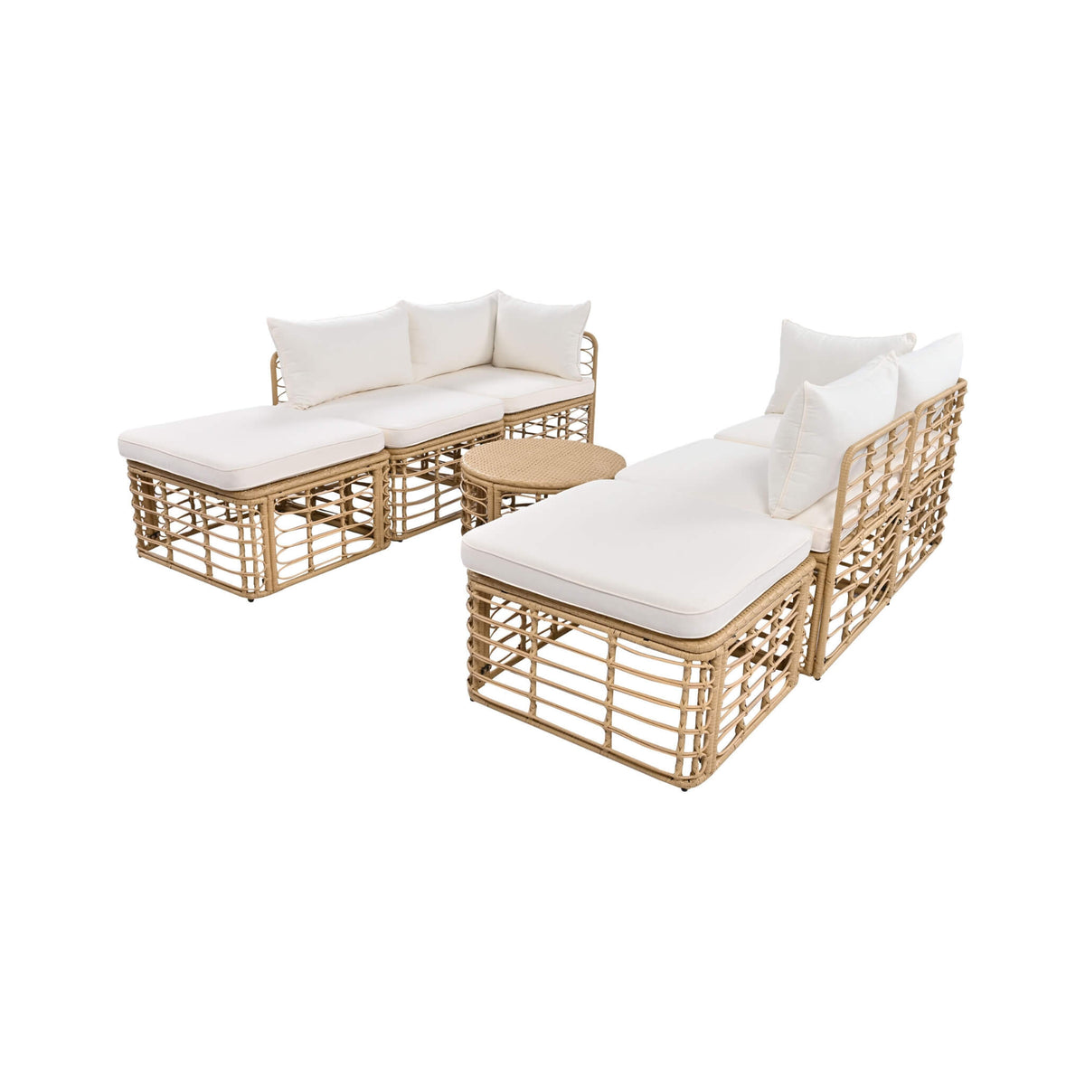 7-Piece Outdoor All-Weather Rattan Patio Sofa Set With Cushions (SAK47230)