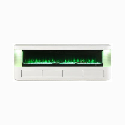 71-Inch Modern White Electric Fireplace TV Stand With 3-Level LED Brightness Setting [TV Stand Only] (SAK94120)
