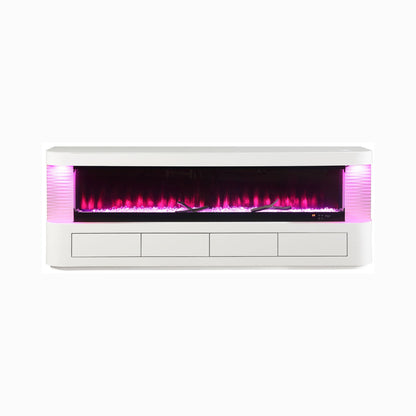 71-Inch Modern White Electric Fireplace TV Stand With 3-Level LED Brightness Setting [TV Stand Only] (SAK94120)