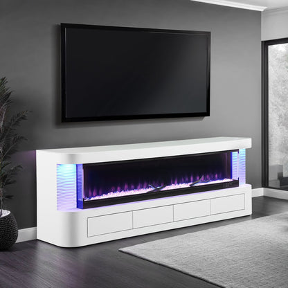 71-Inch Modern White Electric Fireplace TV Stand With 3-Level LED Brightness Setting [TV Stand Only] (SAK94120)