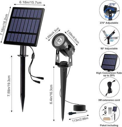 2W Solar Spotlights,T-SUNRISE IP65 Waterproof Outdoor Solar Lights Landscape Lighting Wall Light Auto On/ Off with 2 Warm White Dual Spot Headlamp for Tree,Patio, Yard, Garden