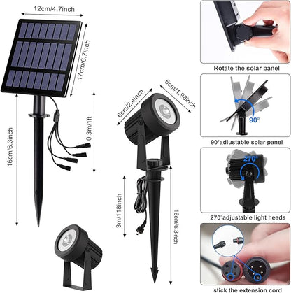 T-SUNUS Solar Garden Spotlight Outdoor, 4-in-1 Solar Spot Lights IP65 Waterproof 9.8ft Cable, 5W Separated Solar Panel, Auto On/Off for Tree Patio Yard Driveway Pathway Pool Area(Warm White 3000K)